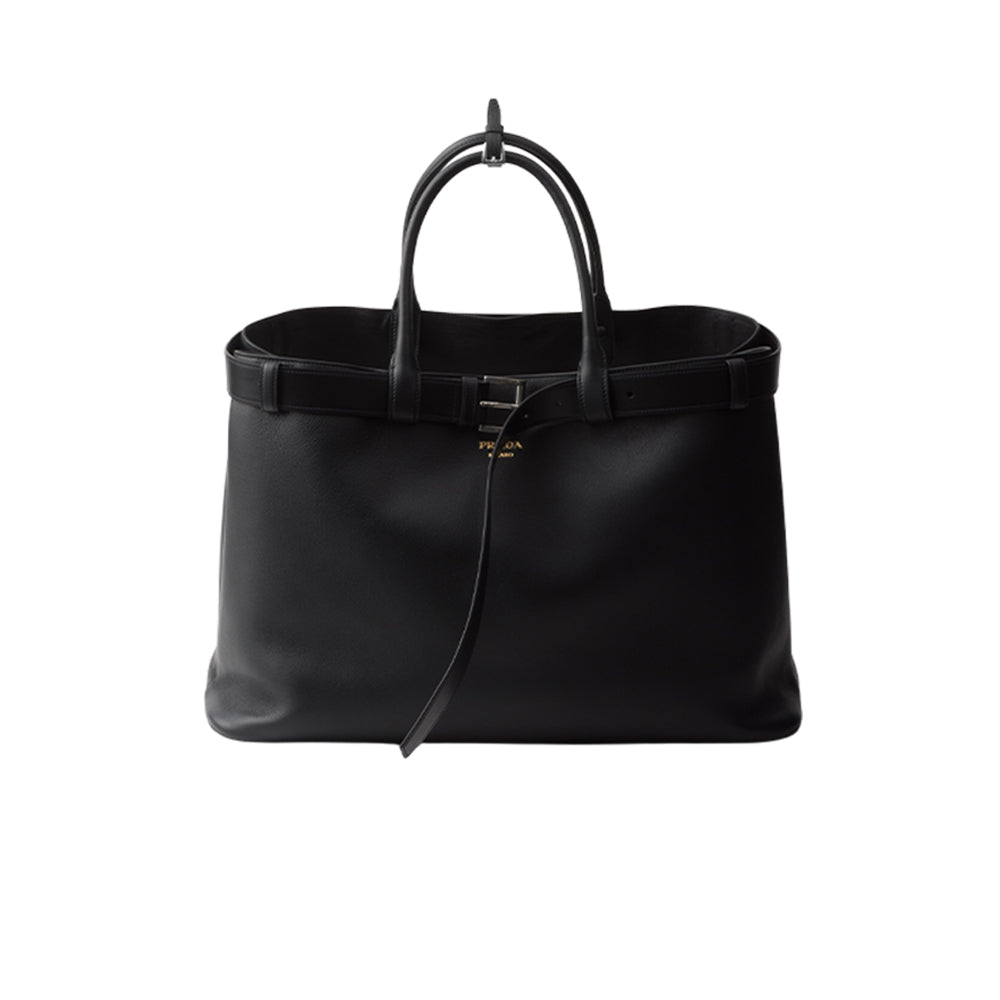 프라다 버클 레더백 벨트 블랙