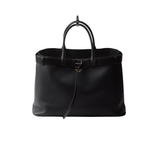 프라다 버클 레더백 벨트 블랙